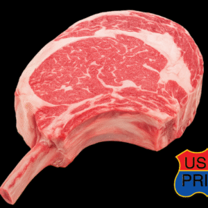 Corte de carne Cowboy Prime con hueso, con marmoleo superior y calidad premium.