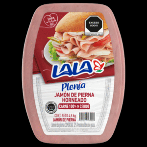 Jamón de pierna horneado LALA rebanado en presentación de 4.8 kg, ideal para venta por kilo.